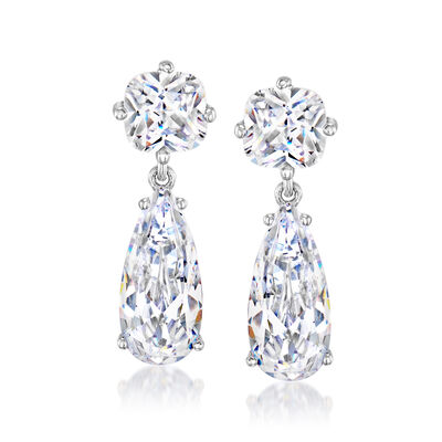 Sterling Silver-Plated Drop Earrings with 8.20 ct. t.w. CZs
