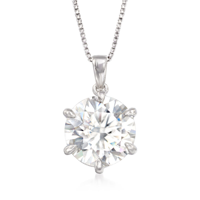 4.00 Carat Moissanite Solitaire Pendant Necklace in Sterling Silver image number 0
