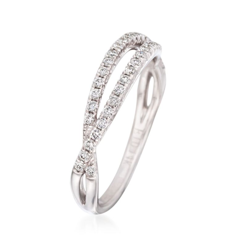 .29 ct. t.w. Diamond Crisscross Wedding Ring in 14kt White Gold image number 2
