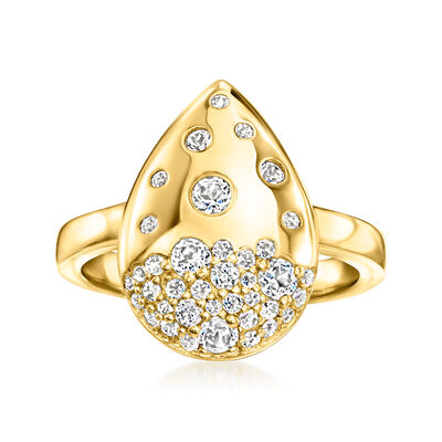 .50 ct. t.w. Scattered White Topaz Teardrop Ring in 18kt Gold Over Sterling
