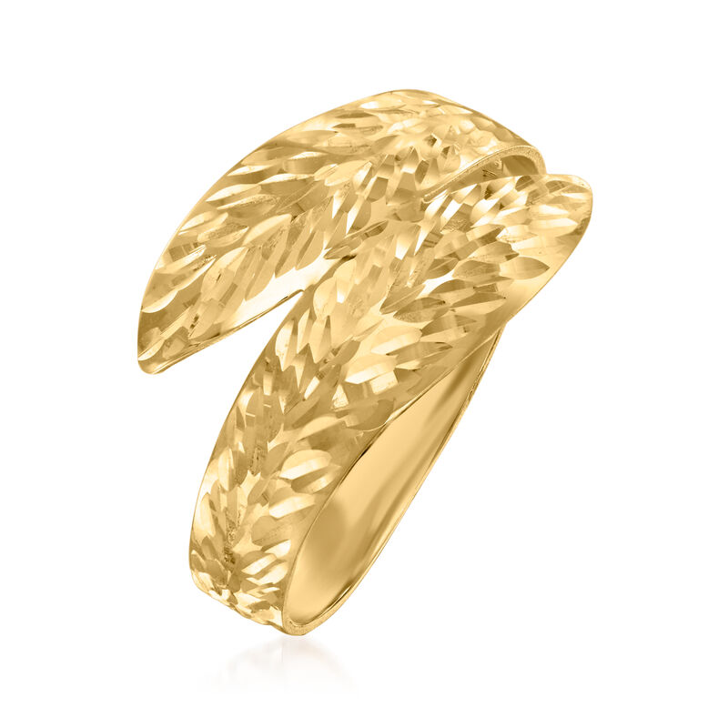 Italian 14kt Yellow Gold Diamond-Cut and Polished Leaf Bypass Ring image number 2