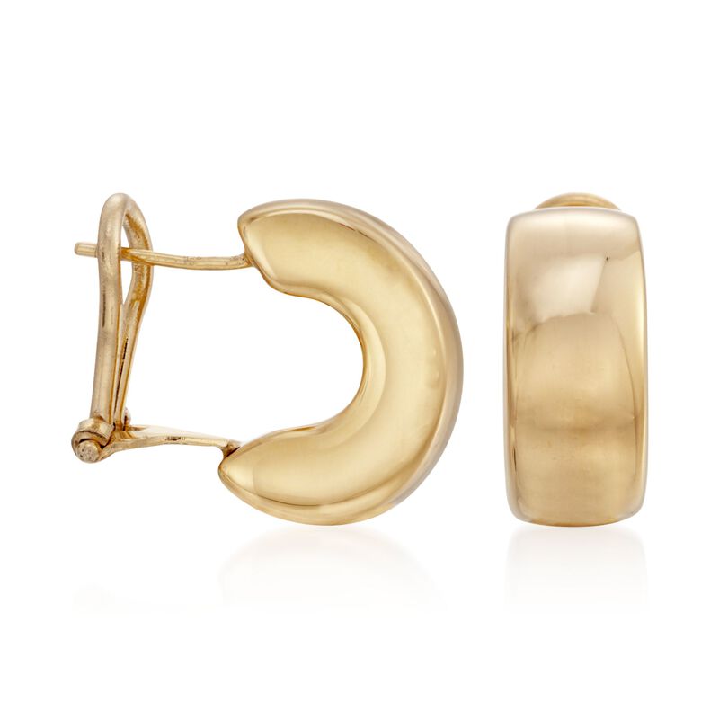 Roberto Coin 18kt Yellow Gold Small Puffed Half-Hoop Earrings. 1/2&quot; image number 2