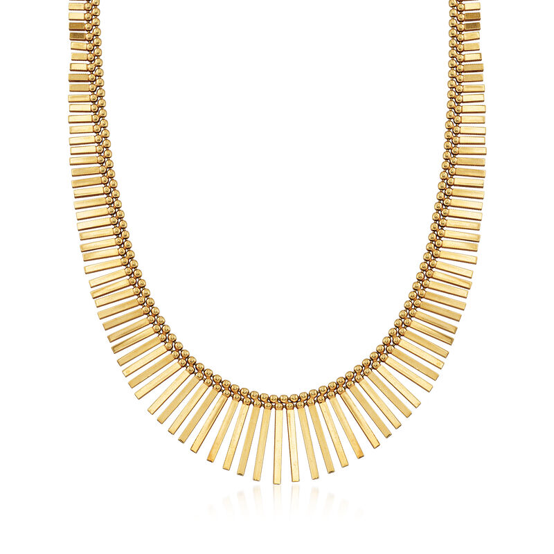 C. 1980 Vintage Unoaerre 14kt Yellow Gold Graduated Fringe Necklace image number 0