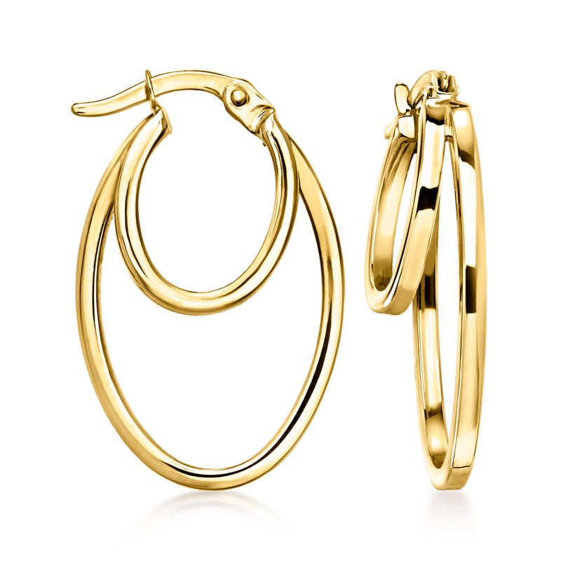 10kt Yellow Gold Double-Hoop Earrings. 1" image number 0