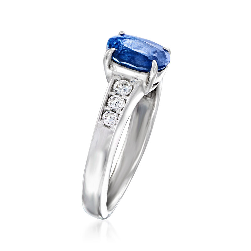 C. 1990 Vintage 1.60 Carat Sapphire and .19 ct. t.w. Diamond Ring in Platinum. Size 5.75 image number 2