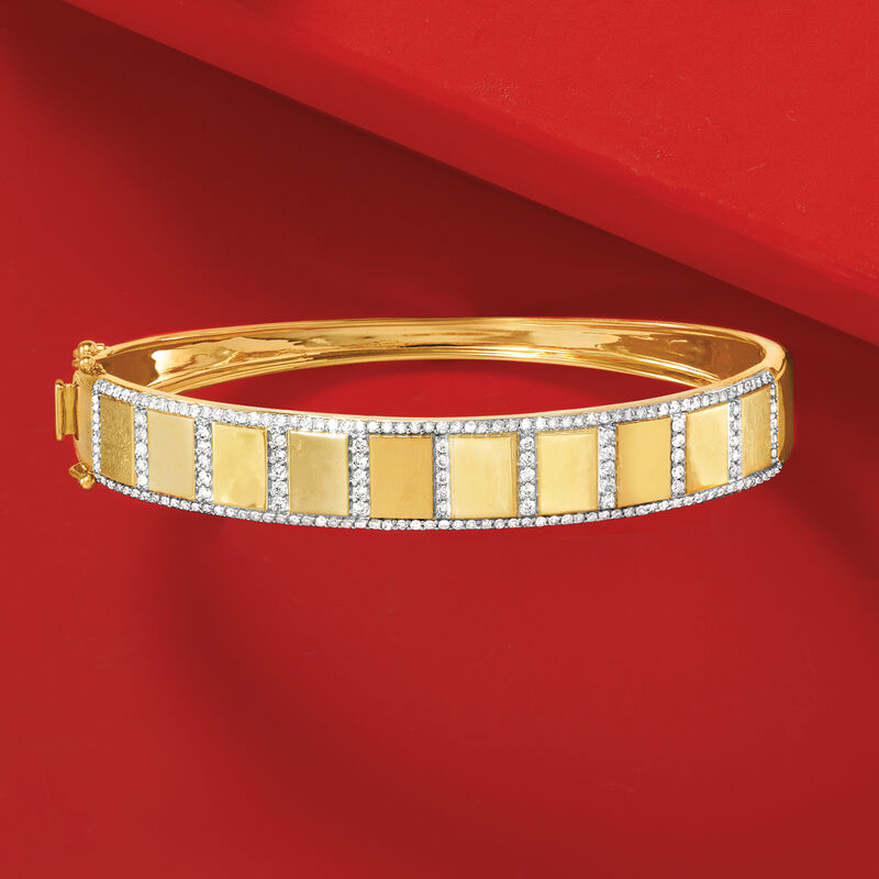1.00 ct. t.w. Diamond Border Bangle Bracelet in 14kt Yellow Gold image number 2