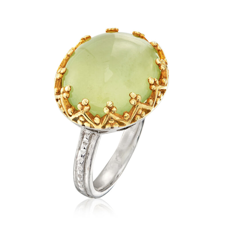 Prehnite Ring in Two-Tone Sterling Silver image number 2