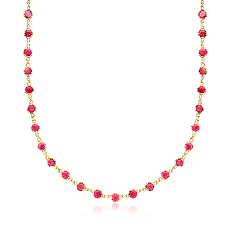 7.50 ct. t.w. Bezel-Set Ruby Necklace in 18kt Gold Over Sterling image number 0