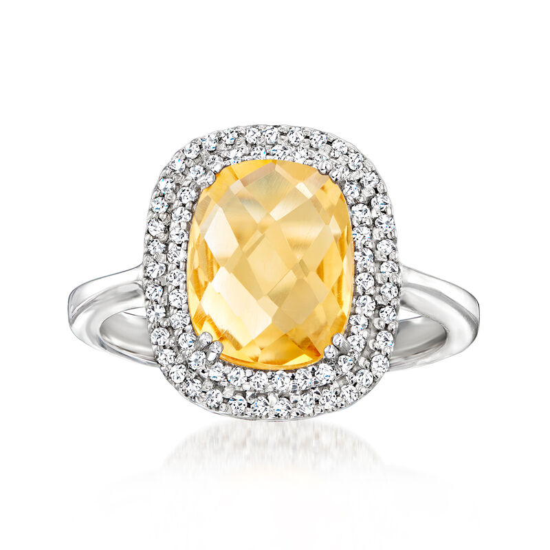 3.50 Carat Citrine and .21 ct. t.w. Diamond Ring in 14kt White Gold image number 0