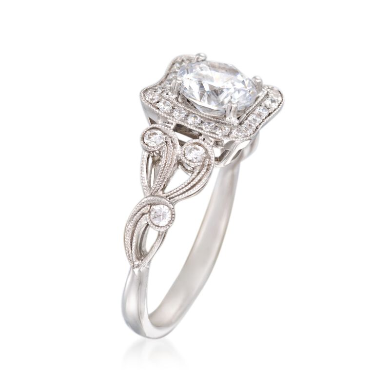 Simon G. .30 ct. t.w. Diamond Scroll Engagement Ring Setting in 18kt White Gold image number 2