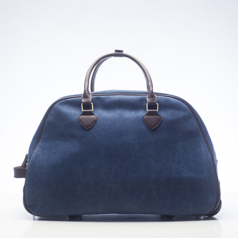 Brouk & Co. "Excursion Trolley" Faux Blue Leather Rolling Duffel Bag image number 2