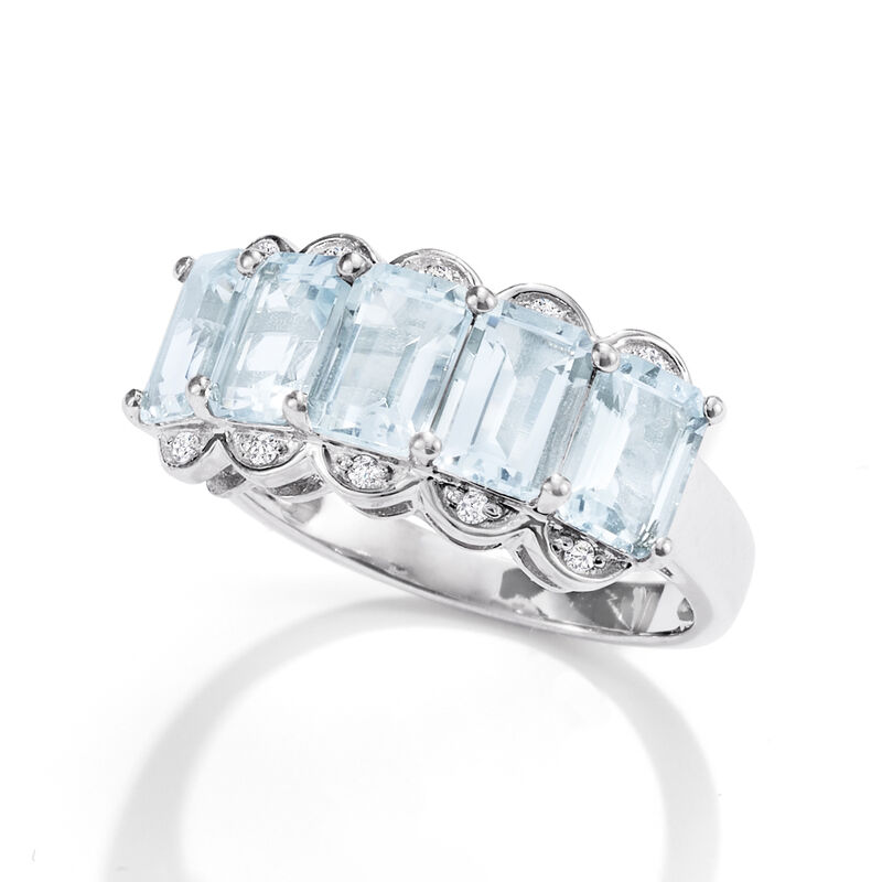 2.45 ct. t.w. Aquamarine Ring with Diamonds in Sterling Silver image number 3