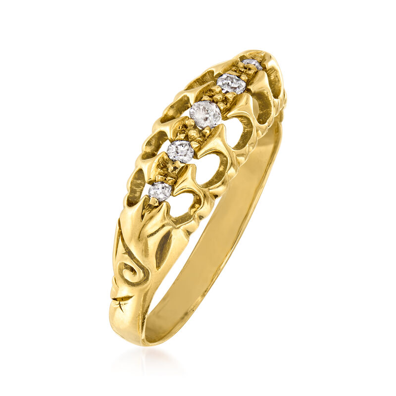 C. 1913 Vintage .10 ct. t.w. Diamond Ring in 18kt Yellow Gold with English Hallmark. Size 6.75 image number 2