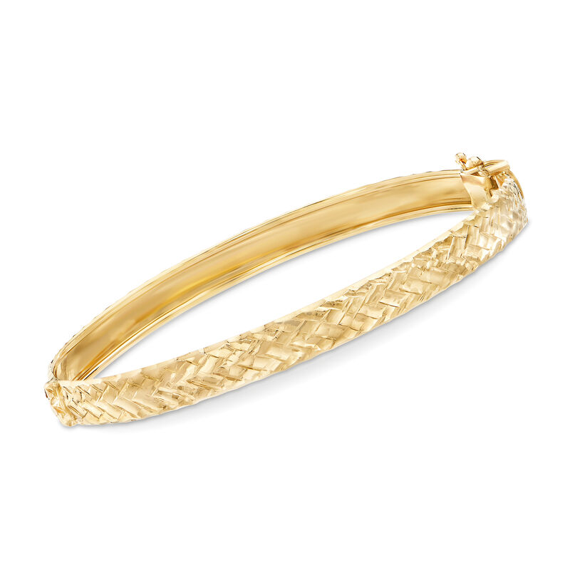 Italian 18kt Yellow Gold Basketweave Bangle Bracelet image number 0