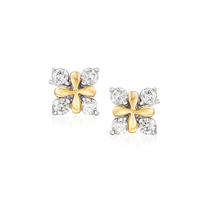 .25 ct. t.w. Diamond X Earrings in 14kt Yellow Gold with Sterling Silver image number 0