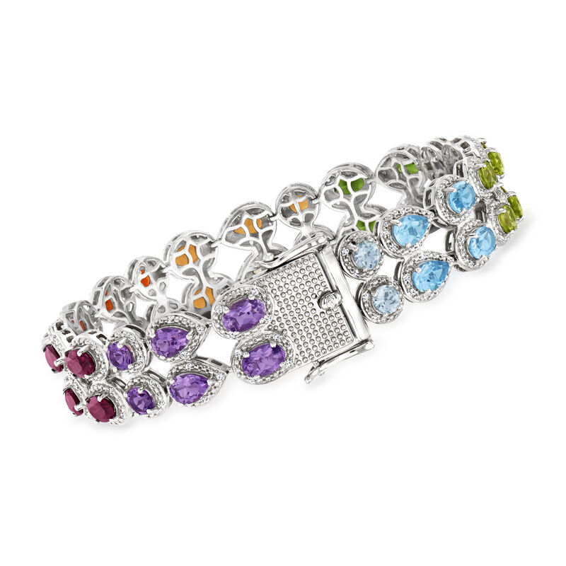 14.70 ct. t.w. Multi-Gemstone Bracelet in Sterling Silver image number 2