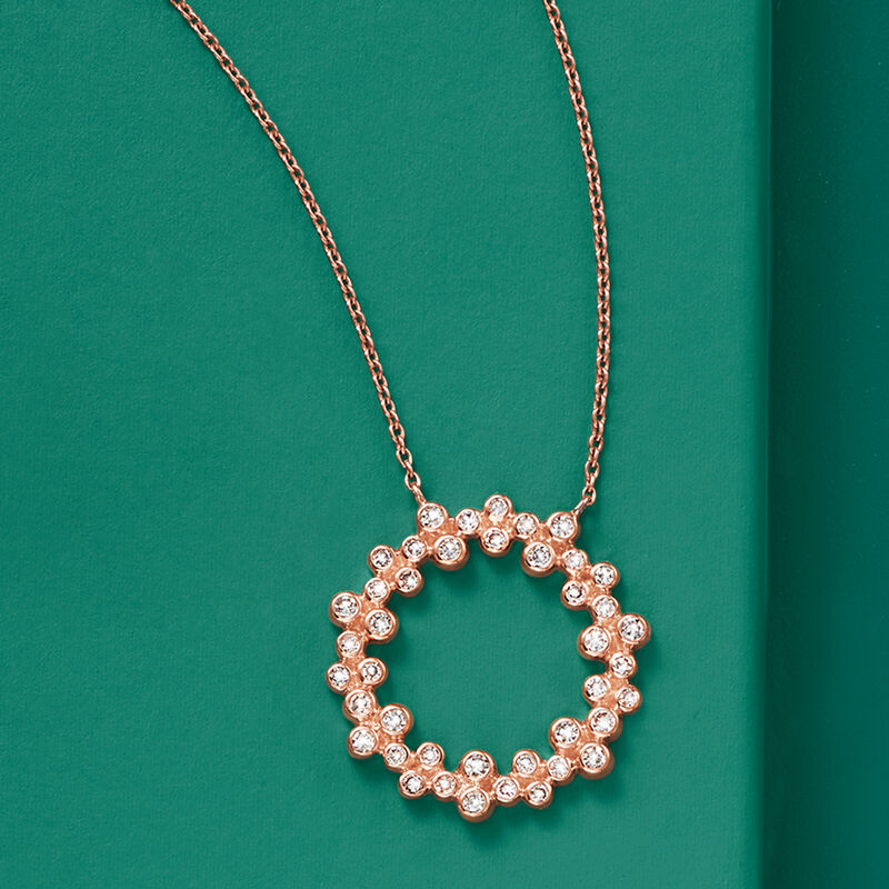 .32 ct. t.w. Bezel-Set Diamond Circle Pendant Necklace in 14kt Rose Gold image number 2