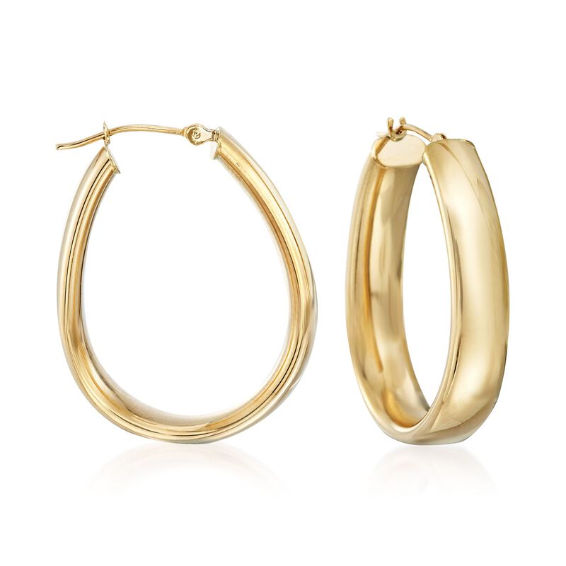 14kt Yellow Gold Oval Hoop Earrings. <span class='nowrap'>1 1/4&quot;</span> image number 0