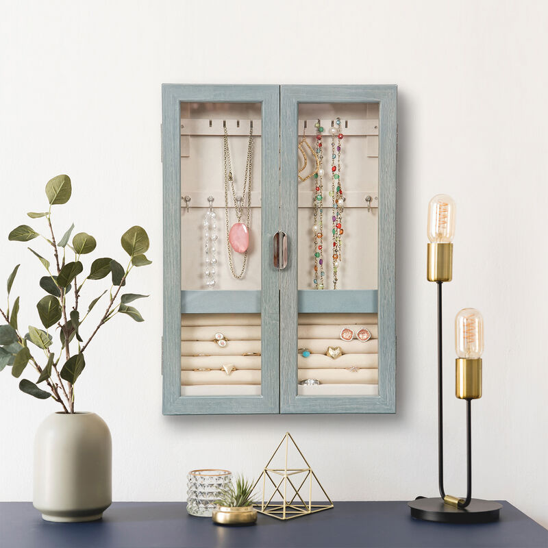 Mele & Co. &quot;Leia&quot; Oceanside Gray-Finish Hanging Jewelry Cabinet  image number 3