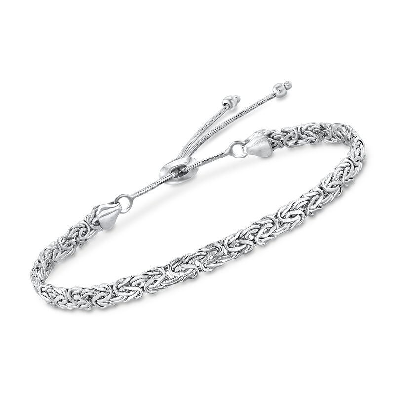 14kt White Gold Byzantine Bolo Bracelet image number 0