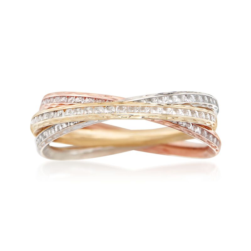 2.10 ct. t.w. CZ Rolling Ring in 14kt Tri-Colored Gold image number 0