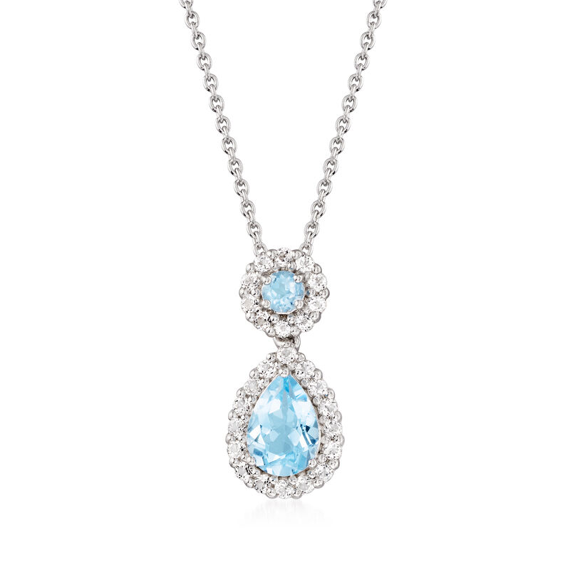 3.30 ct. t.w. Blue and White Topaz Pendant Necklace in Sterling Silver image number 0