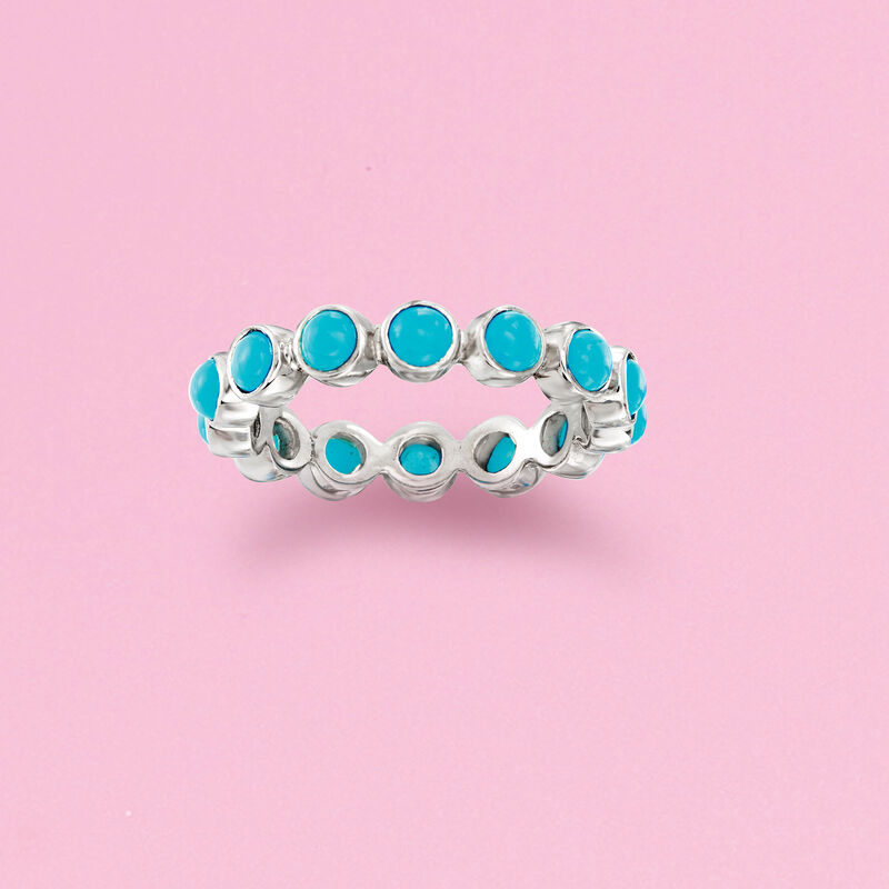 Turquoise Eternity Band in Sterling Silver image number 3