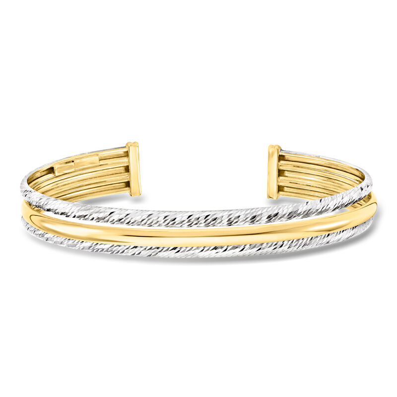 Italian Sterling Silver and 18kt Gold Over Sterling Cuff Bracelet image number 0