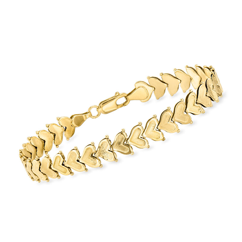 C. 1990 Vintage 14kt Yellow Gold Heart-Link Bracelet. 7.5" image number 0