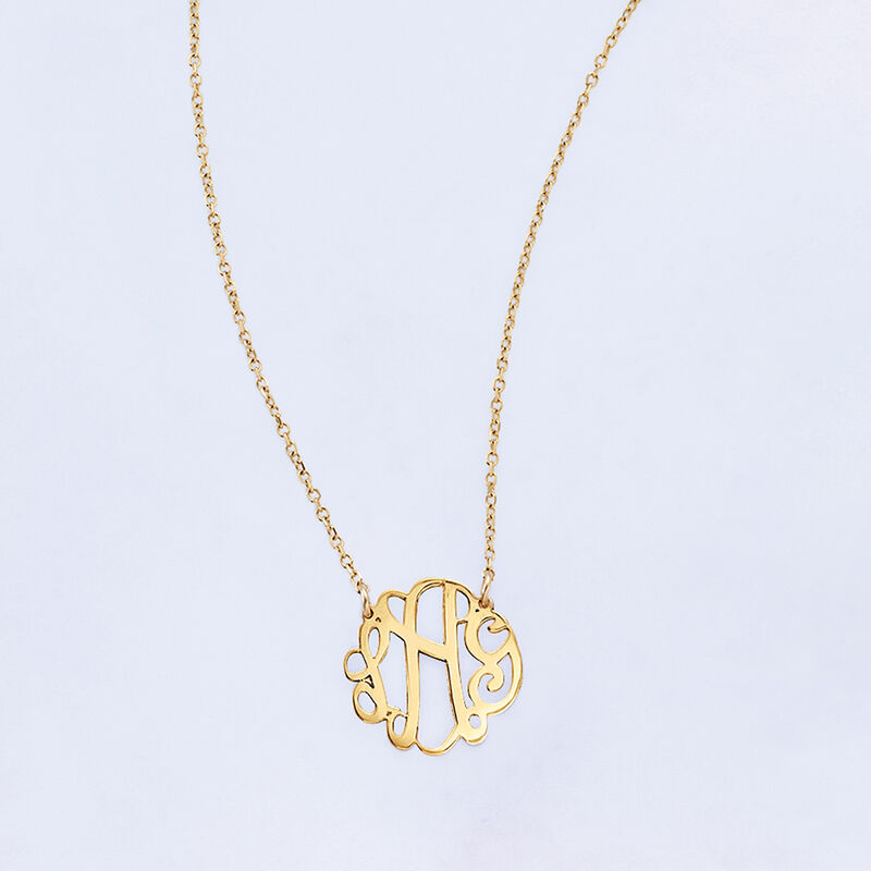 14kt Yellow Gold Petite Script Monogram Necklace image number 6