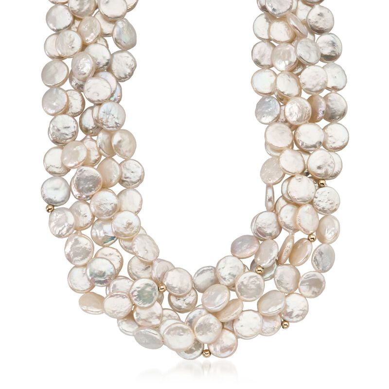 Cultured Coin Pearl Multi-Strand Necklace with 14kt Gold Over Sterling image number 0