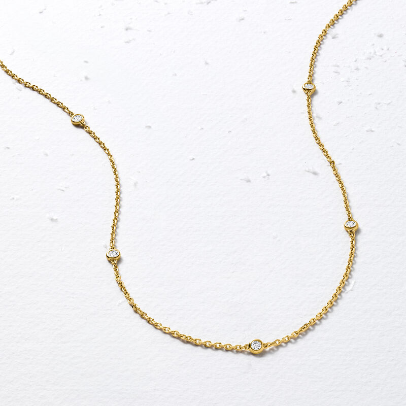 .33 ct. t.w. Lab-Grown Diamond Station Necklace in 18kt Gold Over Sterling image number 2