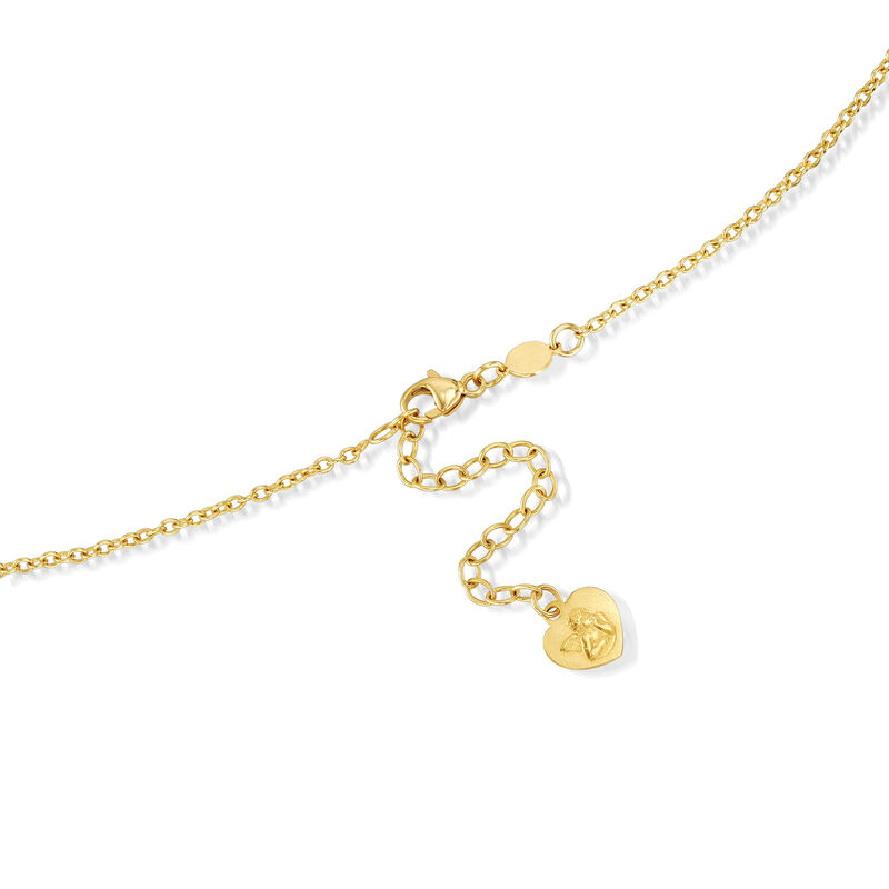 Italian .30 ct. t.w. Multi-Gemstone Religious Charm Necklace in 14kt Yellow Gold. 15.5&quot; image number 2