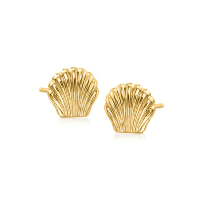 14kt Yellow Gold Seashell Stud Earrings