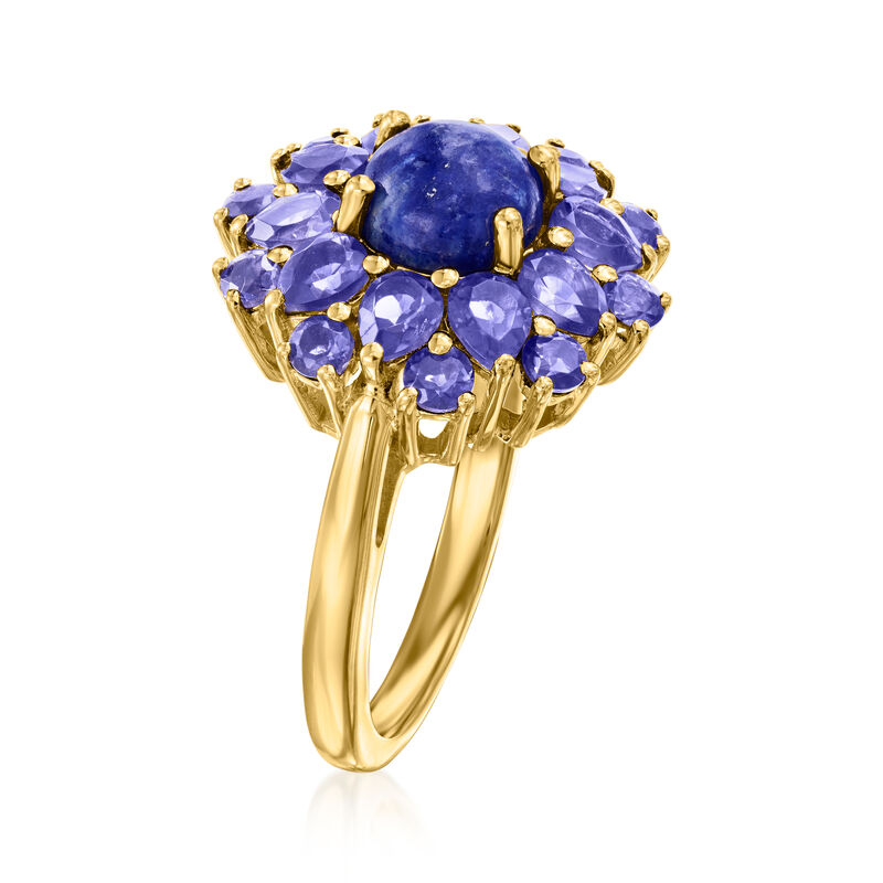 Lapis and 1.80 ct. t.w. Iolite Cluster Ring in 18kt Gold Over Sterling image number 2