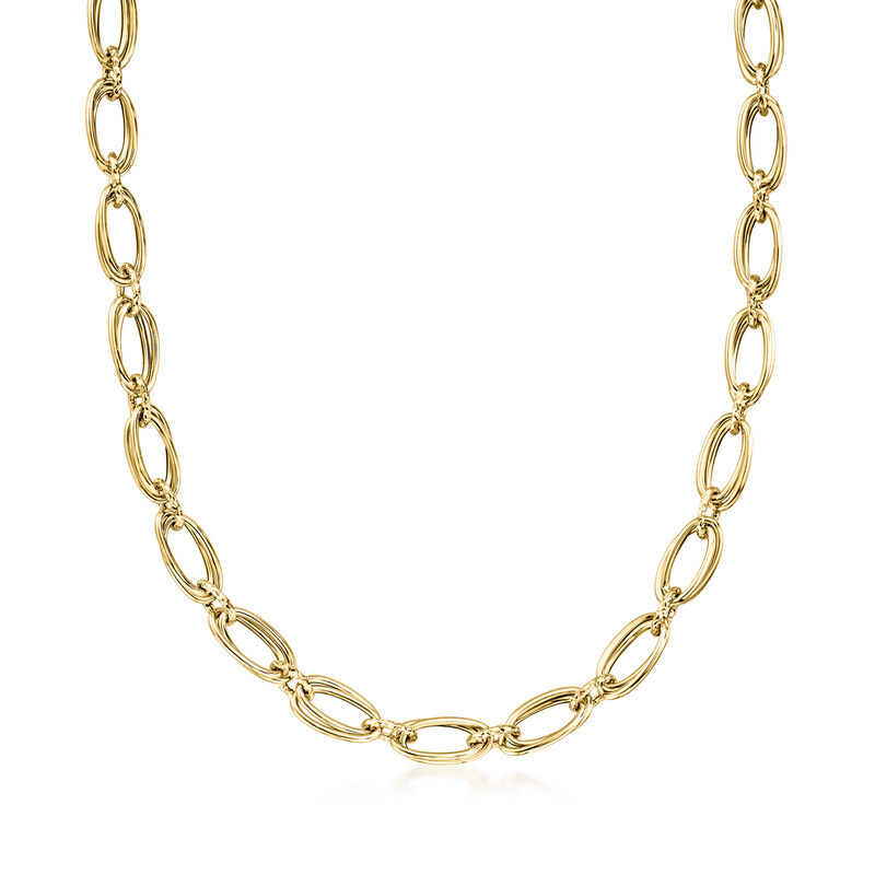 Italian 18kt Yellow Gold Double-Oval Link  Necklace image number 0