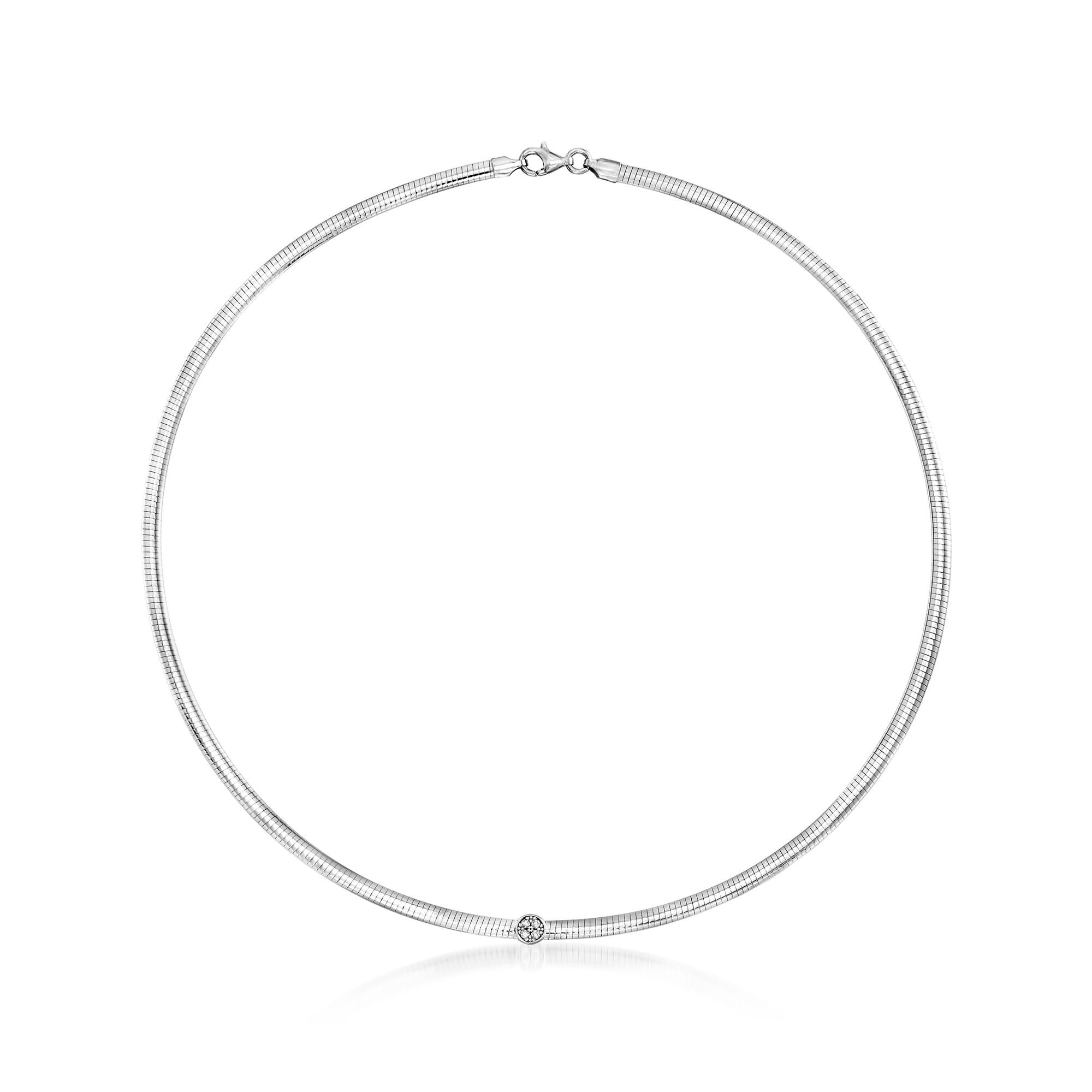 Italian .15 ct. t.w. CZ Reversible Omega Necklace in Sterling Silver and 18kt Gold Over Sterling