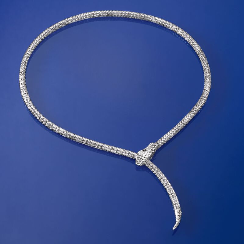 Italian Sterling Silver Diamond-Cut and Polished Snake Collar Necklace image number 2