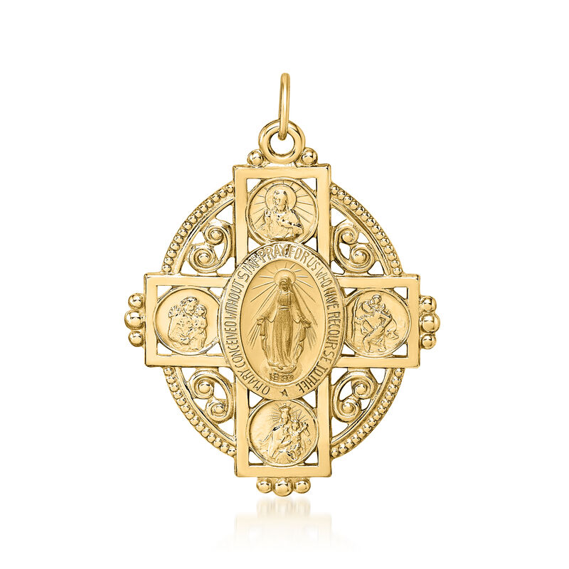 14kt Yellow Gold Four-Way Miraculous Medal Pendant image number 0