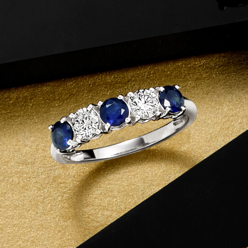 .80 ct. t.w. Sapphire and .50 ct. t.w. Lab-Grown Diamond Ring in 14kt White Gold image number 4