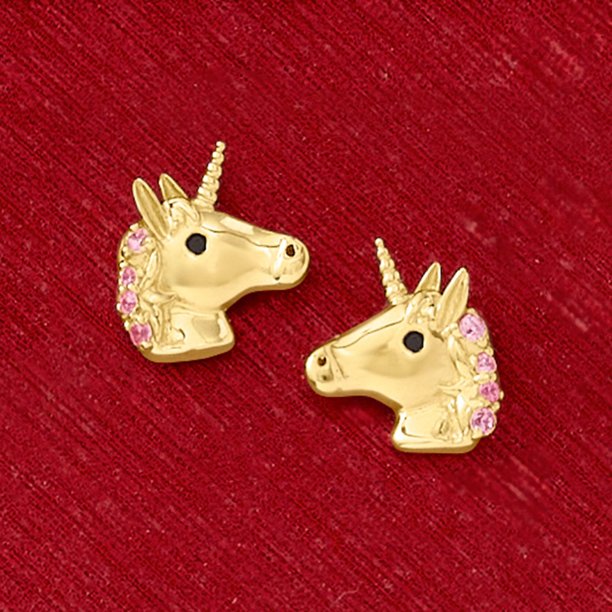 Child s 14kt Yellow Gold Unicorn Earrings with CZ Accents