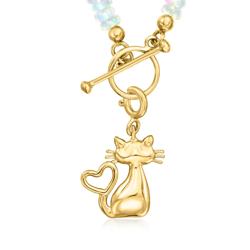 18kt Gold Over Sterling Cat Heart Tail Charm image number 2