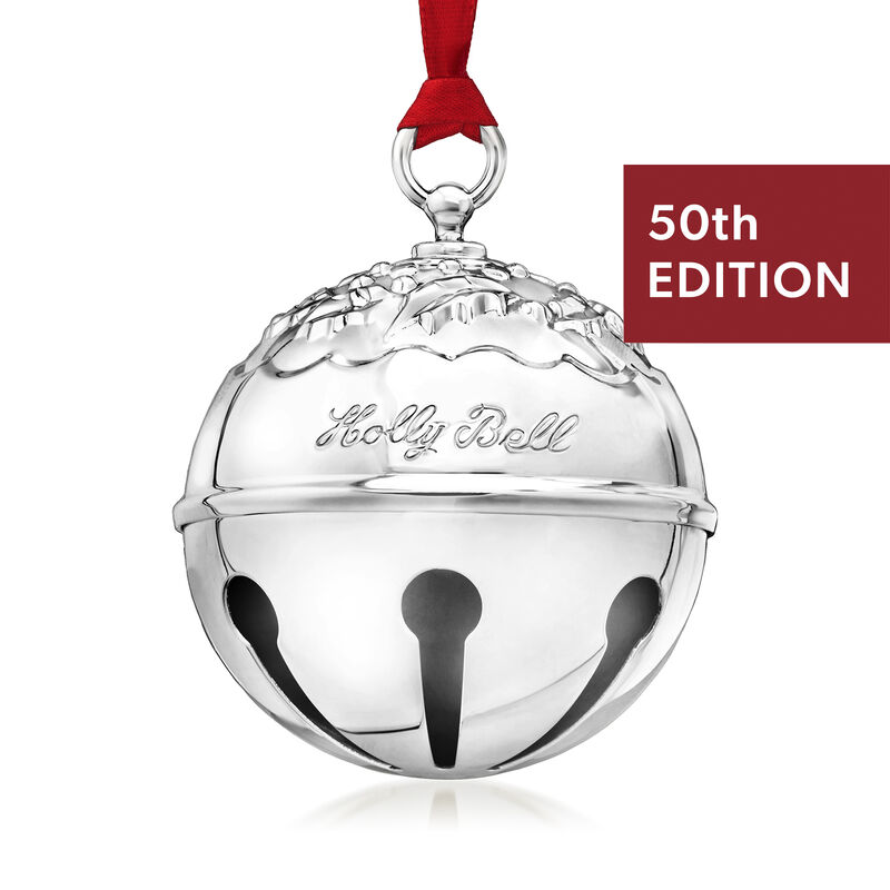 Reed & Barton 2025 Annual Silver Plate Holly Bell Ornament - 50th Edition image number 0