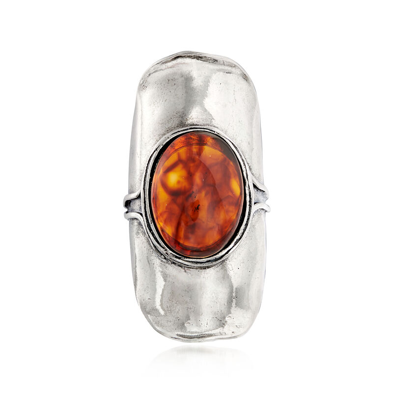 18x13mm Amber Ring in Sterling Silver image number 0