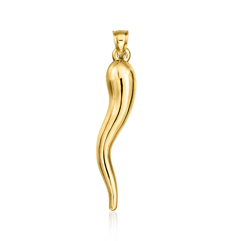 Men's 10kt Yellow Gold Italian Horn Pendant image number 0