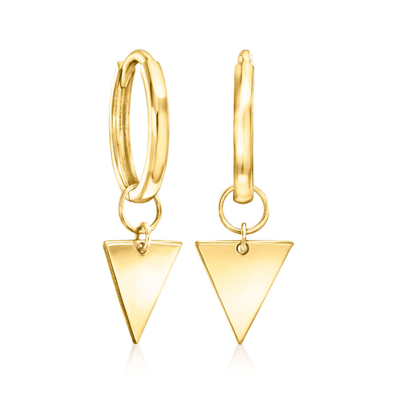 Italian 14kt Yellow Gold Triangle Hoop Charms image number 3