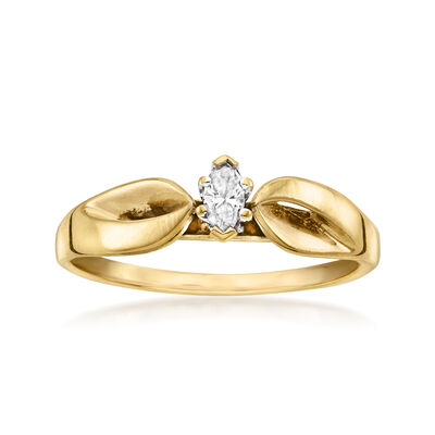 C. 1990 Vintage .12 Carat Diamond Ring in 10kt Yellow Gold