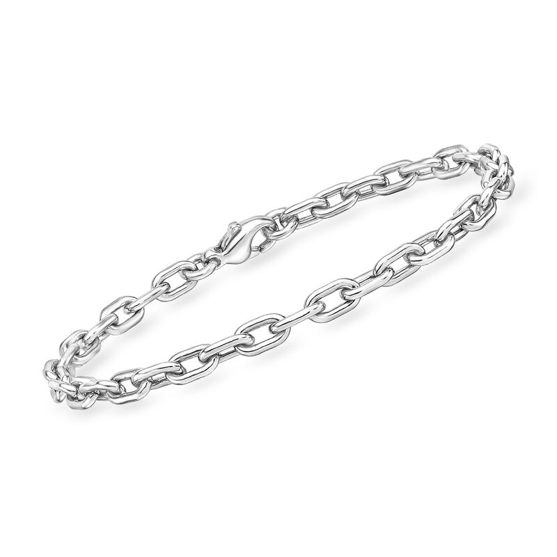 Italian Solid Platinum Cable-Link Bracelet. 7.5&quot; image number 0