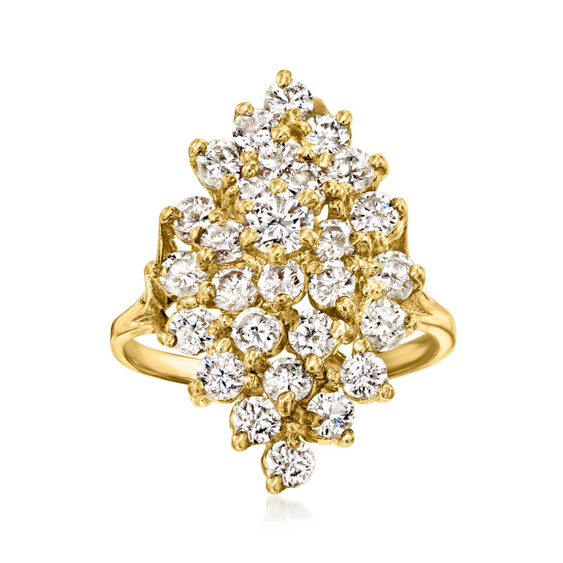 C. 2020 Vintage 2.35 ct. t.w. Diamond Cluster Ring in 14kt Yellow Gold. Size 7 image number 0