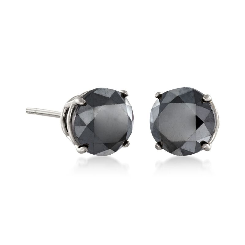 2.00 ct. t.w. Black Diamond Stud Earrings in 14kt White Gold image number 2